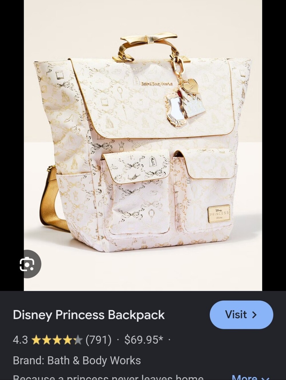 Bath & Body Works DISNEY PRINCESS  Blush Cream Satchel with Gold Details
